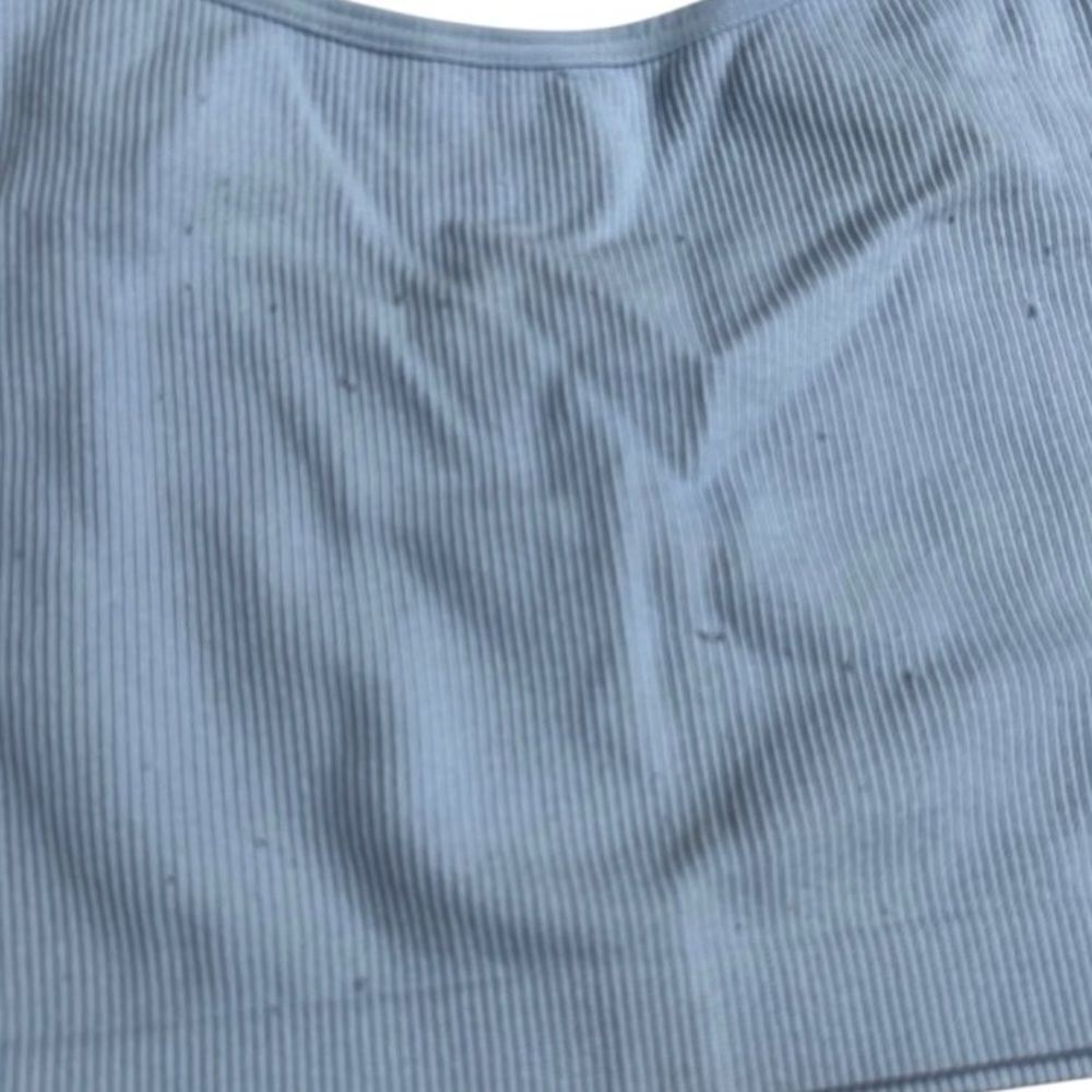 ANWND Light Blue Ribbed Ruffle Crop Top Small - Picture 2 of 3